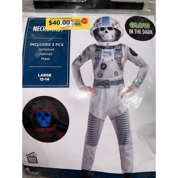 New Necronaut Kids Halloween Costume Glow in the Dark White and Gray large 12-14 - Picture 1 of 2